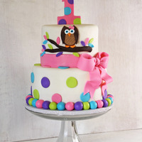 Bright Owl Cake With Polka Dots And A Bow For Twins Bright Owl Cake with Polka Dots and a Bow for Twins