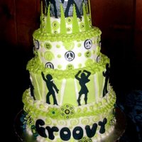 70's Reunion This cake was for a muli class high school reunion.White chocolate cake with white chocolate/caramel cream cheese icing.