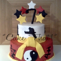 Karate Cake! This cake is iced with traditional buttercream icing, and has fondant accents!