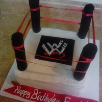 Wwe Cake Buttercream cake with fondant pieces! Rice crispy post covered with fondant