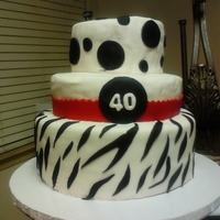 40Th Birthday Cake A Zebra and polka dot 40th birthday cake!