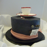 Mad Hatter Birthday In real life you could see green and purple on the hat. Done in butter cream with a fondant brim. Everything except the feather and hat...