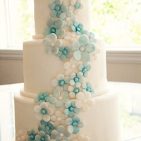 First Fondant Wedding Cake My first fondant wedding cake. It is a fake cake w/ MMF Need to save up to get some prettier flower presses .. did not love these. But all...