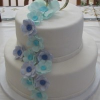 50Th Anniversary Girlfriend's parent's 50th Anniversary. She wanted light blue and lavendar flowers, white cake with lemon filling, covered in...