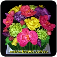 Love Blossoms Gumpaste flowers and fondant stems on dummy for the top tier of a wedding cake I made for a friend. Lots of fun to make all the different...