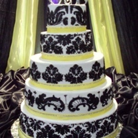 Wedding W/ Damask 5 tier all buttercream