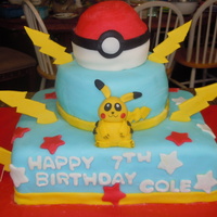 Pokemon Cake With Pikachu After having gotten some inspiration from several Pokemon cakes on this site, I made this cake for my son. The Pikachu is made out of...