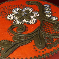 Brenda's Birthday Cake This is my version of the beautiful black/white scroll work cake