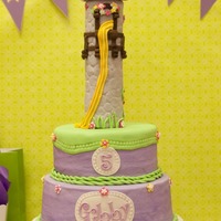 Rapunzel Tangled 10/8 cakes and RKT tower. Iced in BC with all MMF decorations!