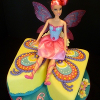Butterfly Barbie This little friend wanted a Barbie cake, but her family wanted a small cake - smaller than provided by the full skirt of a stand-up Barbie...
