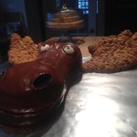 Double Chocolate Moose Cake This is a cake I did for someones birthday,it is a six later double chocolate cake with whipped chocolate frosting.