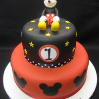 Mickey Mouse 2 tier Mickey Mouse cake with hand made figure