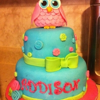 Baby Shower Owl Cake A cake I made for my cousin's baby shower. They decorated the nursery in owls, so I pulled some inspiration from there. The owl topper...