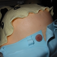 Belly Cake Buttercream belly, fondant clothes. 9x13 sheet on 11x15 board.