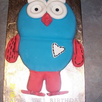 Hoot Birthday Cake Hoot is from the tv show Giggle & Hoot, I made him from 2x 8 inch round mudcakes, shaped covered in ganache then covered in fondant....