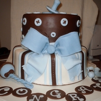 Boy Baby Shower Cake 10" and 8" marble cake with ganache filling gumpaste deco