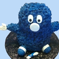 Xavier University Xavier University 'Blue Blob' cake. I made this with my doll pan and 2 6" cakes for the head. Covered in royal blue...