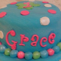 Grace's 1St Birthday My very good friend's baby just turned 1. I dont live near them so I mailed them this cake. I made everything flat so it would pack up...