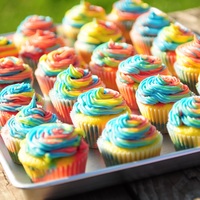 Rainbow Cuppies Birthday girl wanted rainbow cupcakes. To make the multi-colored swirl on top of the cupcakes, I filled three different icing bags with...