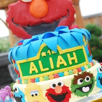 Sesame Street Cake I made this cake for my twins 1st birthday. The elmo is a candy plaque using the elmo head cake pan, the rest of the cake is covered in...