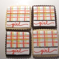 Baby Girl Plaid Squares Plaid girly squares for a baby shower. Vanilla & chocolate sugar cookies with a modified RI. Design inspired by JP Creatibles. Sorry...