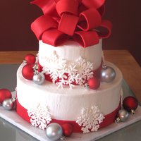Christmas Wedding Cake For a Christmas themed wedding. This is my first (and probably last!) wedding cake. Both tiers are WASC with cookies & cream filling....