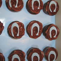 Coach "c" Cupcakes chocolate, chocolate cupcakes with gumpaste "C"'s.
