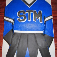 Cake For Cheerleading Awards Ceremony Carved From A Half Sheet Cake Covered In Buttercream With Fondant Accents And Skirt Designed To Mat Cake for Cheerleading awards ceremony carved from a half sheet cake, covered in buttercream with fondant accents and skirt. Designed to...