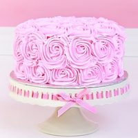Buttercream Rose Cake - For Cake Smash Photo Session I made this cake for a cake smash photo session. Cake is an 8" vanilla cake with vanilla b/c filling. Cake is covered in pink b/c then...