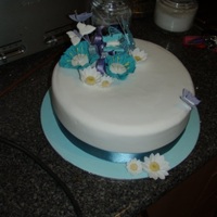 First Cake This is the first cake I ever made in my cake decorating course!! Daisies, briar roses and butterflies all hand crafted. I hate it now and...