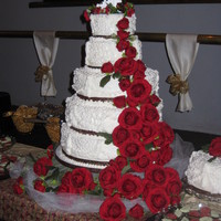 Brad And Missy's Wedding Cake This is a picture of my son's wedding cake that I made. It was the first 5 tier stacked cake for me to have made(there is an...