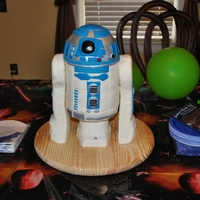 R2D2 Cake For Lego Star Wars Party Body and head are WASC covered in basic buttercream and MMF. Legs are RKT covered in basic buttercream and MMF.