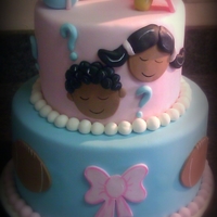 Gender Reveal Cake Vanilla cake with blue buttercream filling. It's a boy!