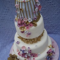Golden Birdcage Wedding Cake I was inspired to turn the birdcage cake into a wedding cake, and here is the result. One of my first dummy cakes for my portfolio. I'...