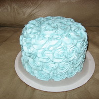 Susan's Cake Aqua vanilla buttercream on vanilla cake. Playing with a new technique. Forgot the greaseproof cakeboard on this one. : (
