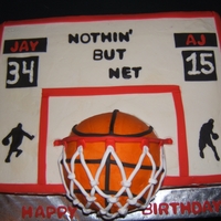 Basketball Theme Cake Father and son basketball theme cake. White cake with strawberry filling.