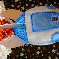 Rocket Cake Rocket Ship cake made with Wilton football pan. see second photo for moon