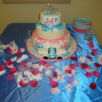 Pink/blue Wedding This couple met at Boeing, which is why the cake has an airplane on it :) I was a little concerned as this isn't your traditional...