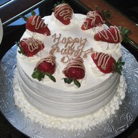 Fathers Day Cake Cake I made for my dad...Chocolate cake layered with chocolate ganache and fresh strawberries. TFL
