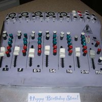Audio Mixing Board Cake This cake is a replica of an audio mixing board. It was made for a client's birthday. The cake os covered in fondant, with details...