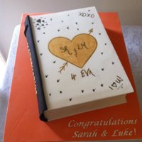 College Book Cake This was to represent highschool sweethearts for their engagement cake.Some guests thought it was real that they went to turn the page...