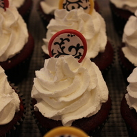 Red, Yellow, Damask Wedding Cupcakes Whew! Just finished 700 cupcakes for a friend's wedding. Thanks to all the tips from fellow CC members, they went over really well!