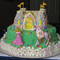 Princess Castle Cake I cut out each individual fondant "brick" for the castle (I think I cut out about 200 of them). This cake took forever, but my...