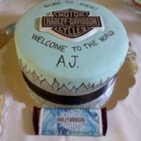 Harley Davidson Baby Shower Hand painted flames w/ silver luster dust mixed w/ lemon extract. I used a flotsom Harley Davidson Logo because I was short on time.