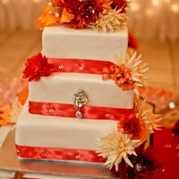 Wedding Cake This was the cake I made for my daughter's wedding. Top two layers actually styrofoam squares, bottom layer the cut into chocolate...