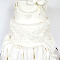 Cake With Drape Ruffles And Lace This is a dummy I worked on just for fun this weekend. I used a lace mold from CK for the middle tier. I'm obcessed with lace molds...