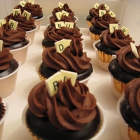 Scrabble Cupcakes Cupcakes are chocolate mousse filled, dipped in dark chocolate ganache and topped with chocolate buttercream. Scrabble letters are edible...