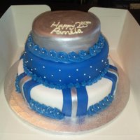 Blue/silver/white Themed Birthday Cake 