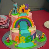 My Little Pony Cake Iced In Buttercream With Fondant And Gumpaste Decor My Little Pony Cake Iced in buttercream with fondant and gumpaste decor.