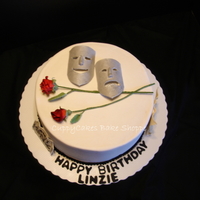 Theatre Mask Cake This is a 10 inch WASC with Buttercream Frosting. The masks, rose, ticket and playbill are all gumpaste. I have to give credit for the idea...